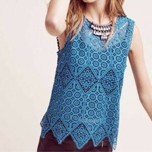 Deletta by Anthropologie Lace Crochet Tank (NWT, Size XL) Teal
